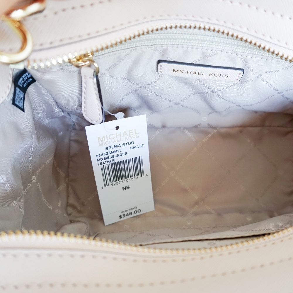 Michael Kors Selma Stud M Messenger Bag Pink Gold - Picture 7 of 8